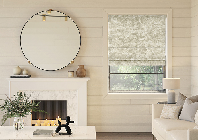 Cyrus Crushed Velvet, Cream - Motorised Roman Blind - Image 3